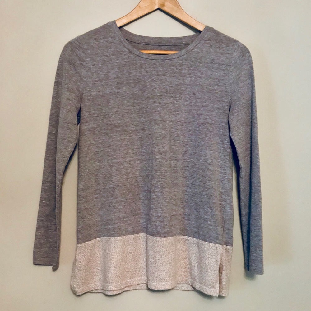 Gap Ladies LS Grey Color Block Tee
